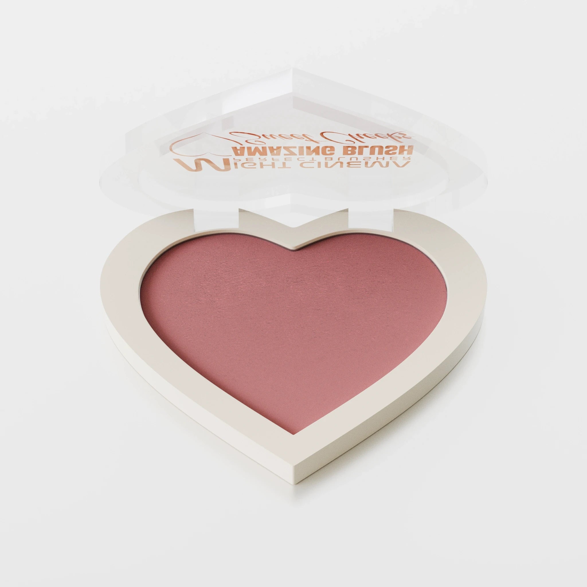 Velvet powder blush in a charming heart-shaped design